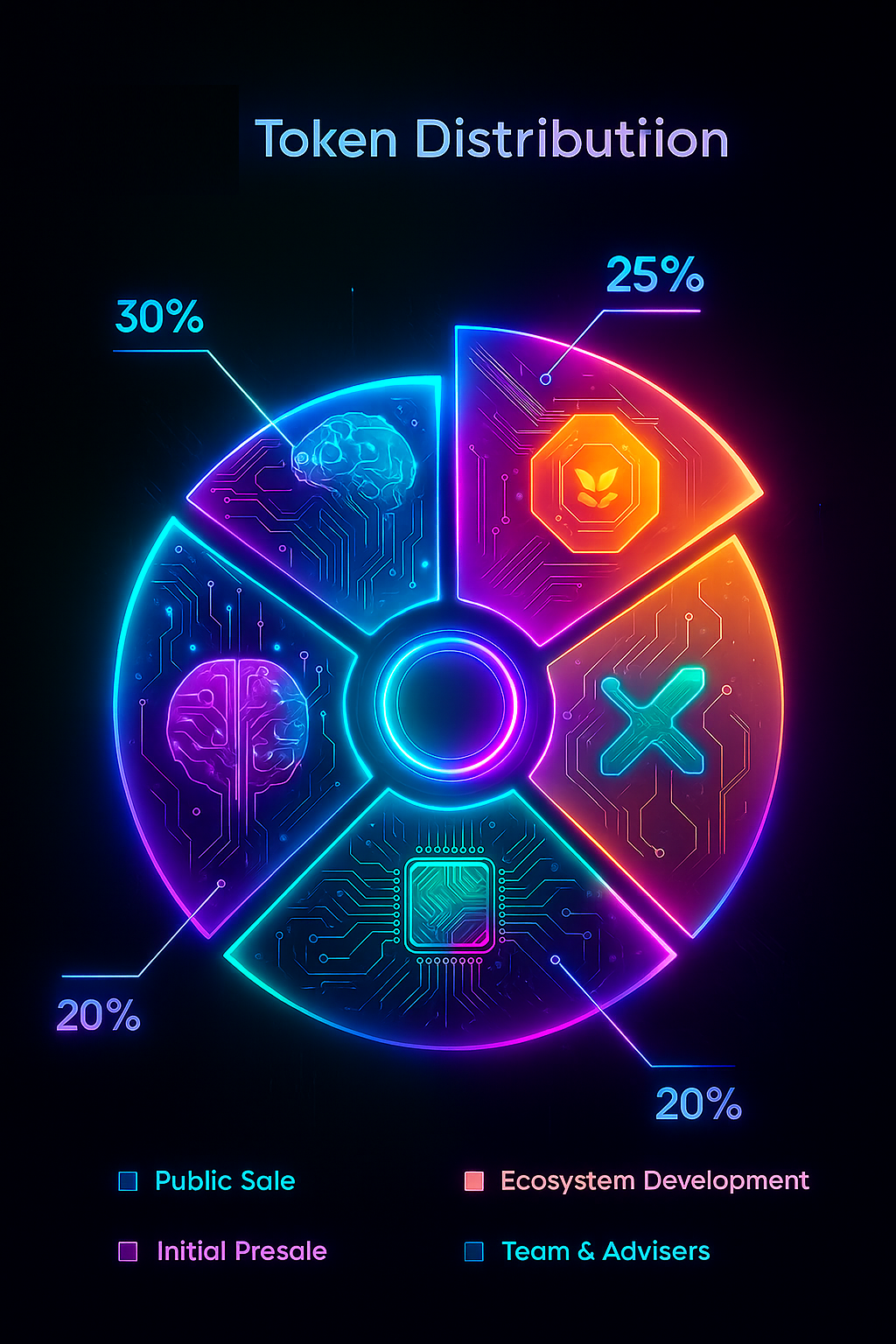 Pie chart of GROK88K token distribution